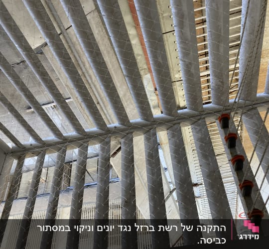 רשת למניעת כניסת יונים מותקנת על תקרה